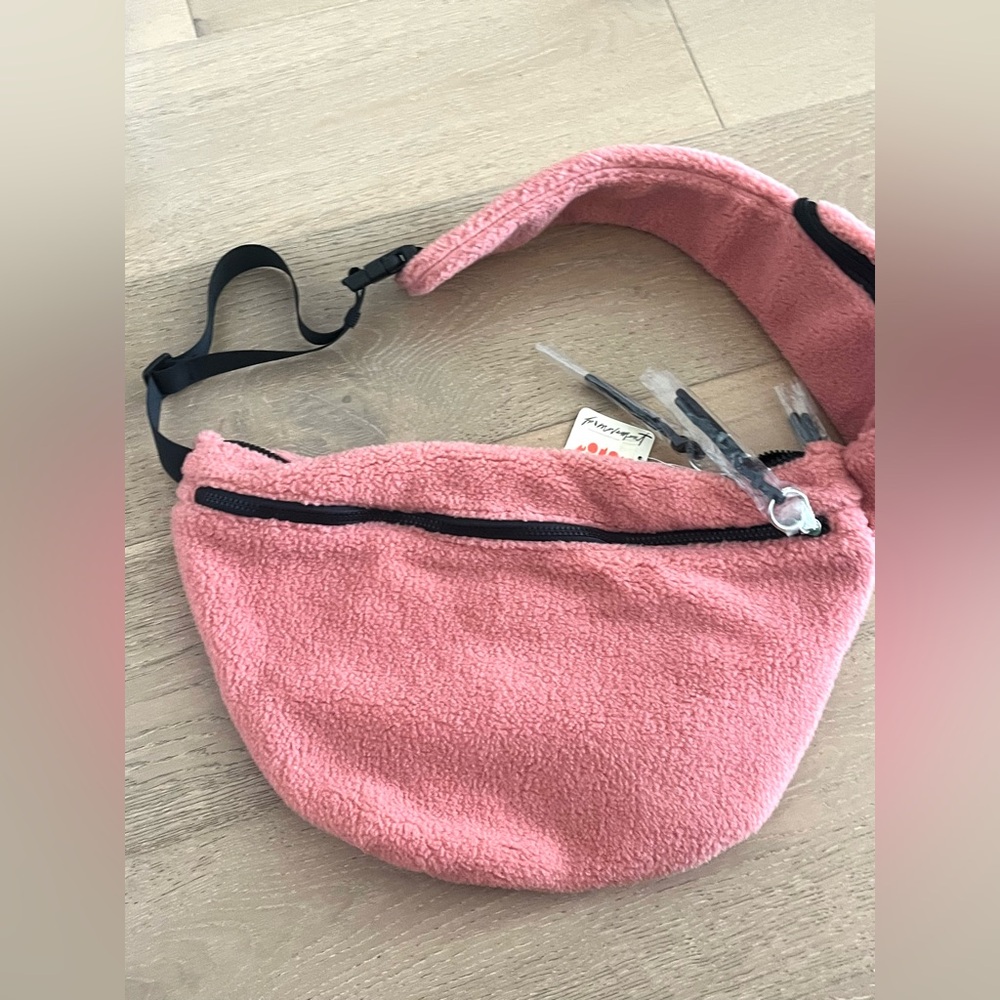 New Pink Fleece Large Crossbody Bag